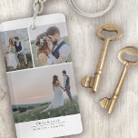 ミニマル3写真結婚の写真記念 キーホルダー<br><div class="desc">お気に入りの楽しむ結婚の写真</div>