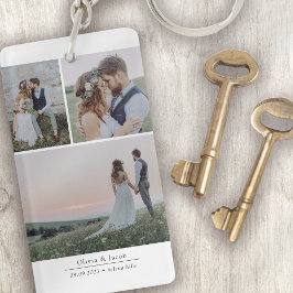 ミニマル3写真結婚の写真記念 キーホルダー