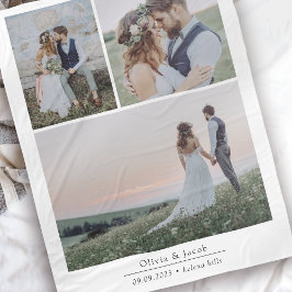 ミニマル3写真結婚の写真記念 フリースブランケット