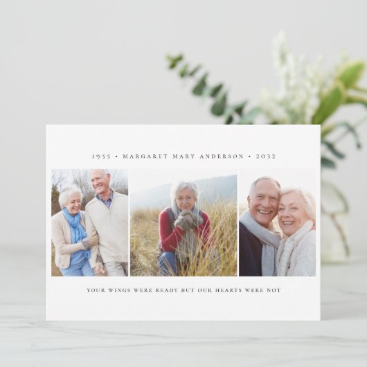 ミニマル3写真葬儀悔やみや弔慰 サンキューカード (スタンド正面)