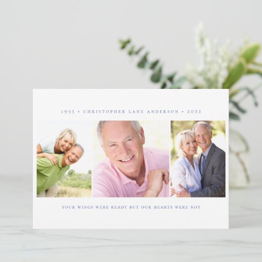 ミニマル3写真葬儀悔やみや弔慰 サンキューカード (スタンド正面)