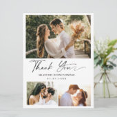 ミニマル3枚の写真の結婚サンキューカード (スタンド正面)