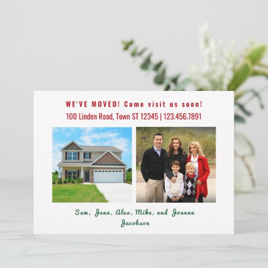 ミニマル3枚の写真を移動お知らせ 案内状 (スタンド正面)