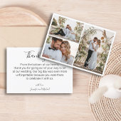 ミニマル3枚の写真コラージュ結婚のサンキューカード 招待状