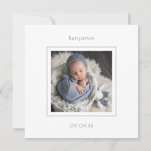 ミニマル3枚ベビー誕生のお知らせ 案内状 (正面)