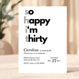 ミニマル30th誕生日招待状そうHappy Im 30 招待状