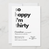 ミニマル30th誕生日招待状そうHappy Im 30 招待状 (正面)