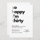 ミニマル30th誕生日招待状そうHappy Im 30 招待状 (正面/裏面)