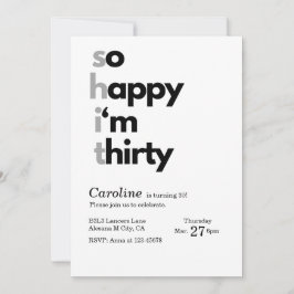 ミニマル30th誕生日招待状そうHappy Im 30 招待状