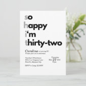 ミニマル32番目の誕生日招待状モダン32 招待状 (スタンド正面)