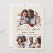 ミニマル3 – フォトアーチQRコードベージュ セーブザデート (正面)