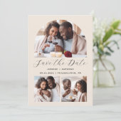 ミニマル3 – フォトアーチQRコードベージュ セーブザデート (スタンド正面)