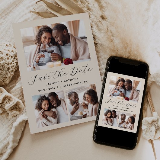 ミニマル3 – フォトコラージベージュ セーブザデート