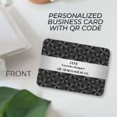 ミニマル3Dグラディエント黒ダイヤモンド幾何学模様 名刺