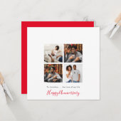 ミニマル4フォトコラージュのパーソナライズ記念日 カード (正面/裏面インサイチュ)