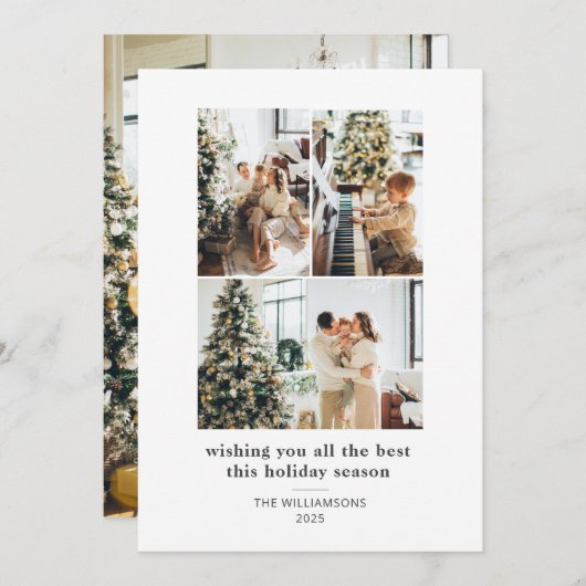 ミニマル4フォトコラージュモダンタイポグラフィ シーズンカード (正面/裏面)