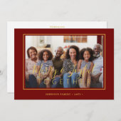 ミニマル4フォトコラージュ赤金ゴールドクリスマス シーズンカード (正面/裏面)