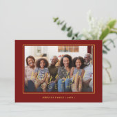 ミニマル4フォトコラージュ赤金ゴールドクリスマス シーズンカード (スタンド正面)