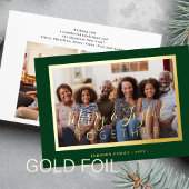 ミニマル4フォトコラージュ金ゴールドスクリプトChristmas 箔シーズンカード