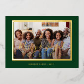 ミニマル4フォトコラージュ金ゴールドスクリプトChristmas 箔シーズンカード (正面)