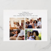 ミニマル4フォトコラージュ金ゴールドスクリプトChristmas 箔シーズンカード (裏面)