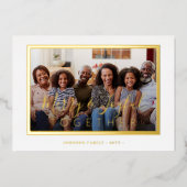 ミニマル4フォトコラージュ金ゴールドスクリプトChristmas 箔シーズンカード (正面)