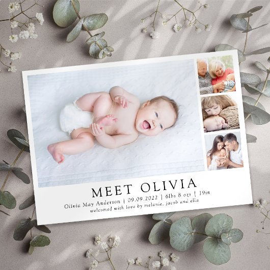 ミニマル4フォトミートベビー誕生のお知らせ 案内状