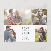 ミニマル4写真テンプレート日付の保存 インビテーションポストカード (正面)