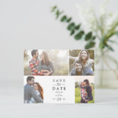 ミニマル4写真テンプレート日付の保存 インビテーションポストカード (スタンド正面)