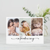 ミニマル4写真書道新生児 サンキューカード (スタンド正面)