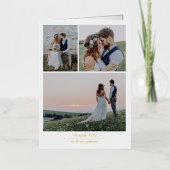 ミニマル4写真結婚の感謝 箔グリーティングカード (正面)