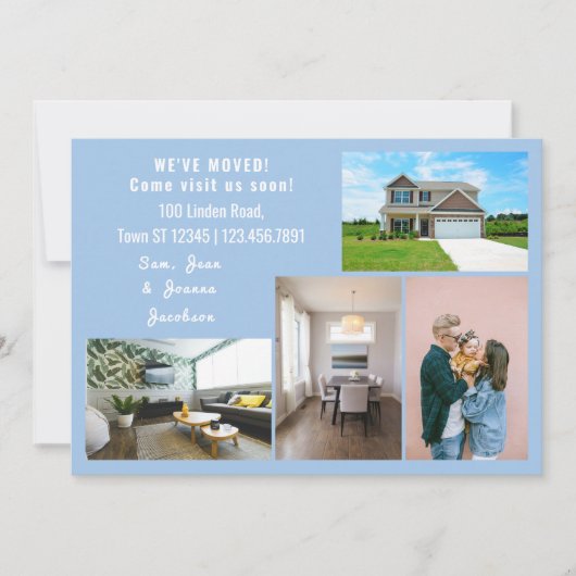 ミニマル4枚の写真を移動お知らせ 案内状 (正面)