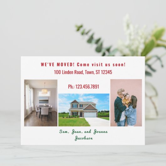 ミニマル4枚の写真を移動お知らせ 案内状 (スタンド正面)