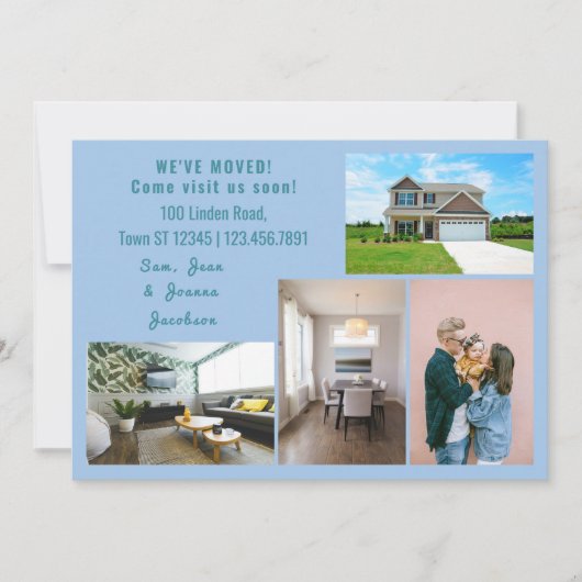 ミニマル4枚の写真を移動お知らせ 案内状 (正面)