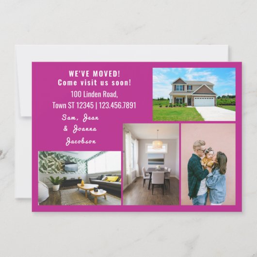 ミニマル4枚の写真を移動お知らせ 案内状 (正面)