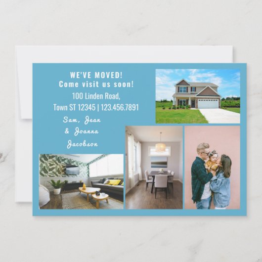 ミニマル4枚の写真を移動お知らせ 案内状 (正面)