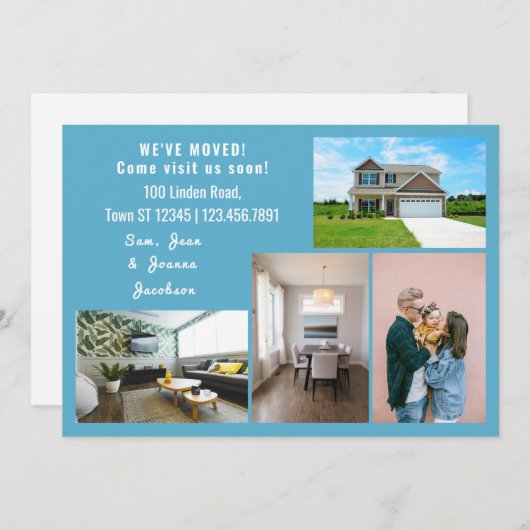 ミニマル4枚の写真を移動お知らせ 案内状 (正面/裏面)