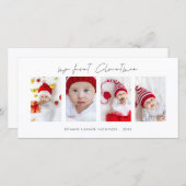 ミニマル4枚の写真ベビー初めてのクリスマス シーズンカード (正面/裏面)