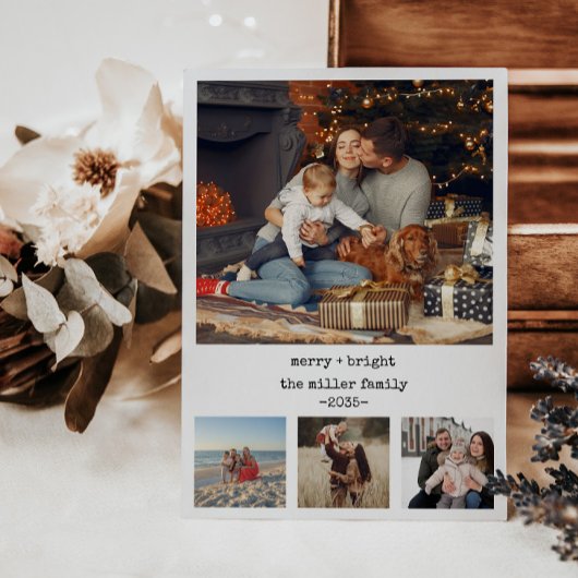 ミニマル4枚タイプライターのクリスマスポストカード ポストカード