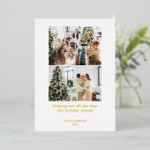 ミニマル4枚写真コラージュ モダン タイポグラフィー ゴールド 箔シーズンカード (立ち正面)