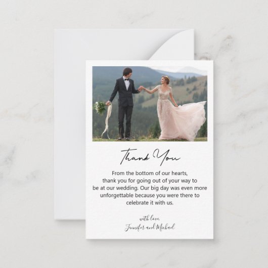 ミニマル4枚結婚の写真感謝していスタイリッシュ ノートカード (裏面)