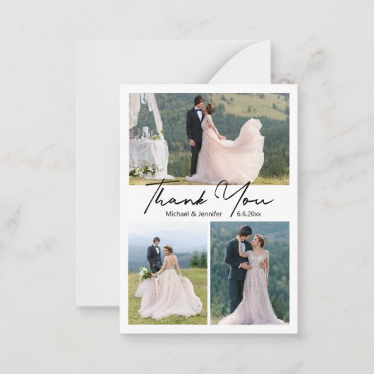 ミニマル4枚結婚の写真感謝していスタイリッシュ ノートカード (正面)