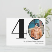 ミニマル40写真40歳の誕生日 招待状 (スタンド正面)