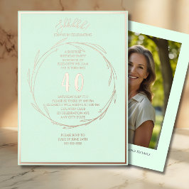 ミニマル40thカスタムフォトサプライズ誕生日 箔招待状