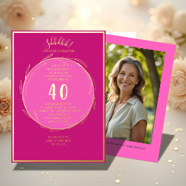 ミニマル40thカスタムフォトサプライズ誕生日 箔招待状