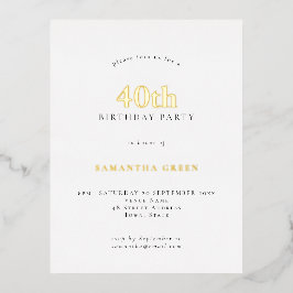 ミニマル40th誕生日パーティーグラム実在 箔招待状ポストカード