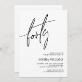 ミニマル40th誕生日招待状 招待状 (正面/裏面)