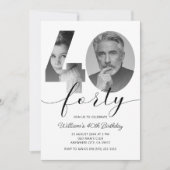 ミニマル40th誕生日40写真 招待状 (正面)