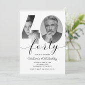 ミニマル40th誕生日40写真 招待状 (スタンド正面)