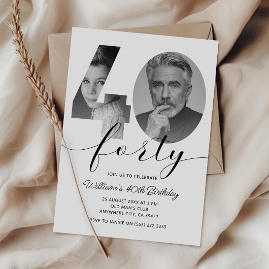 ミニマル40th誕生日40写真 招待状